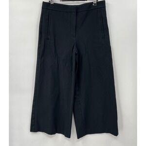 Ann Taylor 6 Wide Leg Trousers Womens Black Cropped Cotton Blend Pants